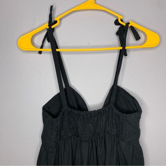 EMERSON FRY INDIA COLLECTION BLACK CAYMAN DRESS midi length organic linen sz XS - Picture 6 of 11